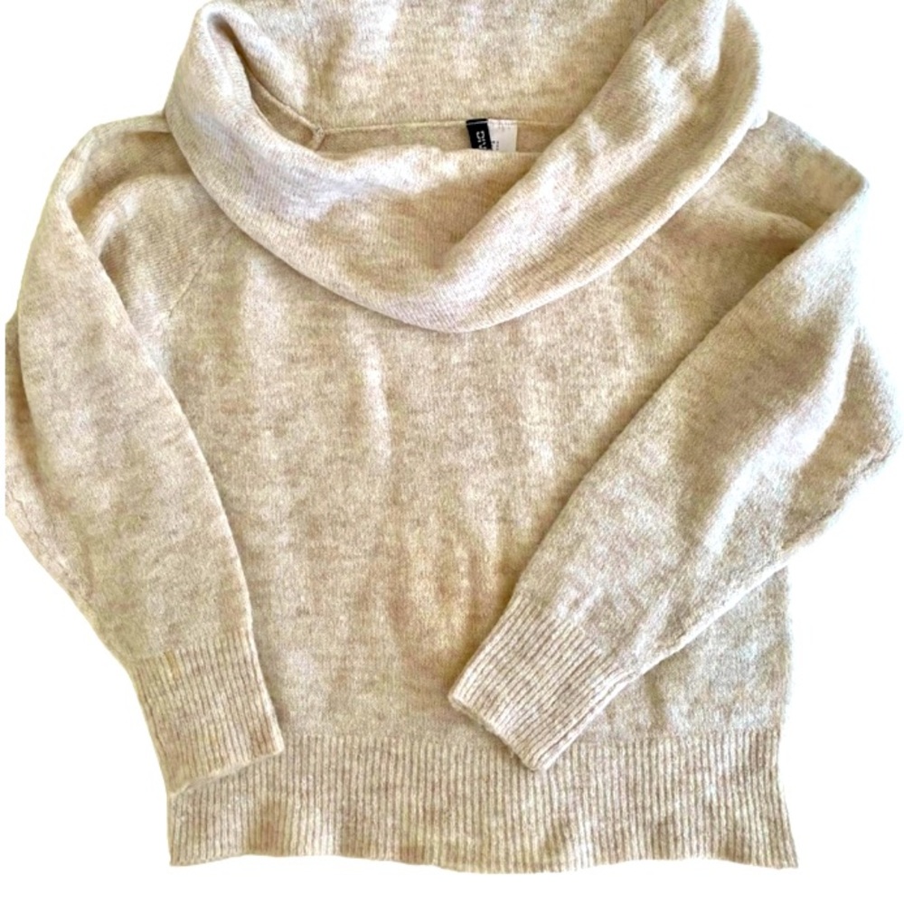 Divided Womens Cream Cowl Neck or Off-Shoulder Super Soft Alpaca Blend S…